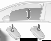 Kluczyki, drzwi i szyby 35 Mocniejsze wciśnięcie lub pociągnięcie do drugiego punktu oporu, a następnie zwolnienie przełącznika: szyba przesuwa się w górę lub w dół automatycznie z włączoną funkcją
