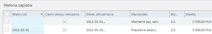 Historia zapisów Dane zgromadzone w programie mogą być modyfikowane na dwa sposoby. Może to być: aktualizacja zapisu lub poprawienie danych. Aktualizacja zapisu zachowuje stary zapis.