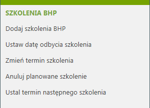 Nowe szkolenie BHP możemy przypisać pracownikowi wybierając bezpośrednio na liście przycisk 'Dodaj' lub gdy jest konieczność przypisania danego szkolenia BHP kilku pracownikom możemy skorzystać z