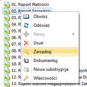 Rysunek 32 Prawa dostępu na wstążce Rysunek 33 Prawa dostępu w menu kontekstowym Okno zarządzania uprawnieniami składa się z dwóch zasadniczych części: