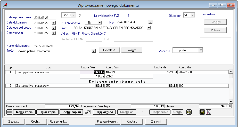 Struktura 5 Faktury VAT JPK_FA Ile litrów