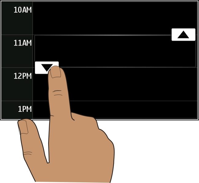 104 Zarządzanie czasem Wskazówka: Pozycję kalendarza można również dodać w widoku dnia. Wybierz i przytrzymaj godzinę rozpoczęcia, a następnie przeciągnij strzałki, aby wybrać czas trwania.