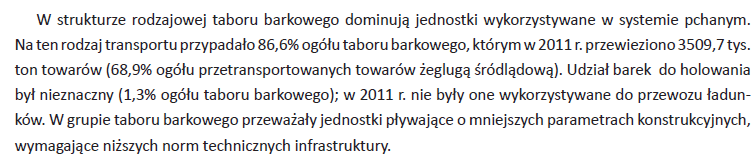 Tabor żeglugi śródlądowej w Polsce w 2011 roku -