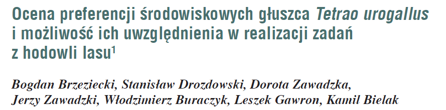 Biotop głuszca - badania preferencji środowiskowych głuszca w Puszczy Augustowskiej Biotop głuszca to rozległe bory sosnowo-świerkowe z dużym udziałem borówki czarnej w runie i stałym udziale starych