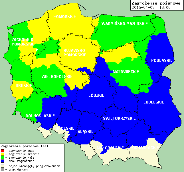 Zagrożenie pożarowe w lasach Ostrzeżenia hydro/meteo B R A K