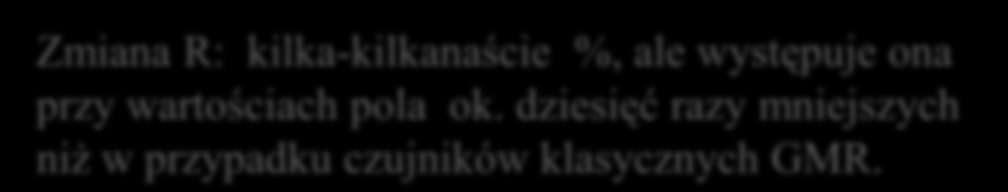 GMR zawór spinowy Stan początkowego namagnesowania antyrównoległego występuje naturalnie w magnetorezystorach, w których przekładka jest bardzo cienka o grubości kilku atomów.