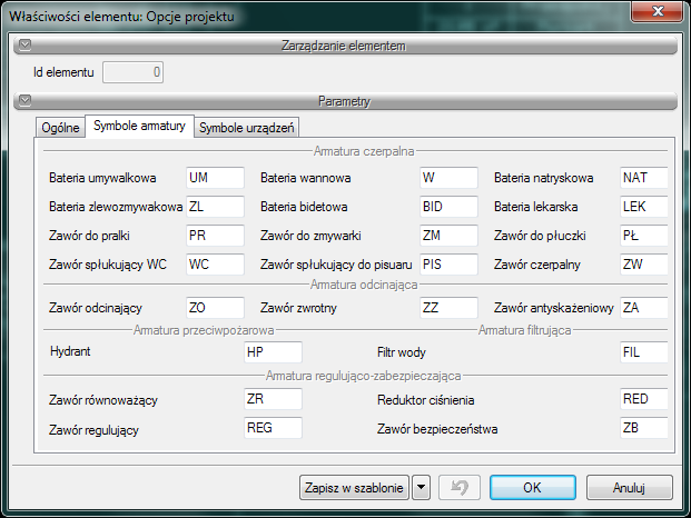 Opis elementów programu W tym miejscu użytkownik może zmienić domyślne