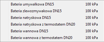 Opis i edycja obiektów Rys. 40 Okno z zawartością dostępnego wyposażenia dodatkowego dla baterii czerpalnej.