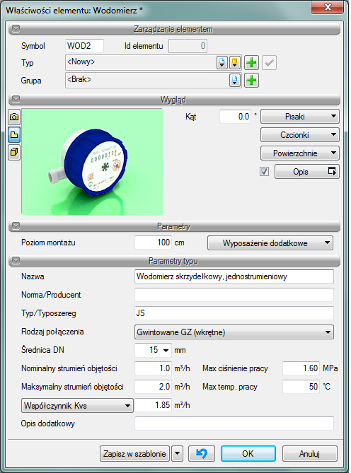 Opis i edycja obiektów Opis dodatkowy - jak w punkcie 6.2.33. 6.7. Urządzenia pomiarowe 6.7.1.