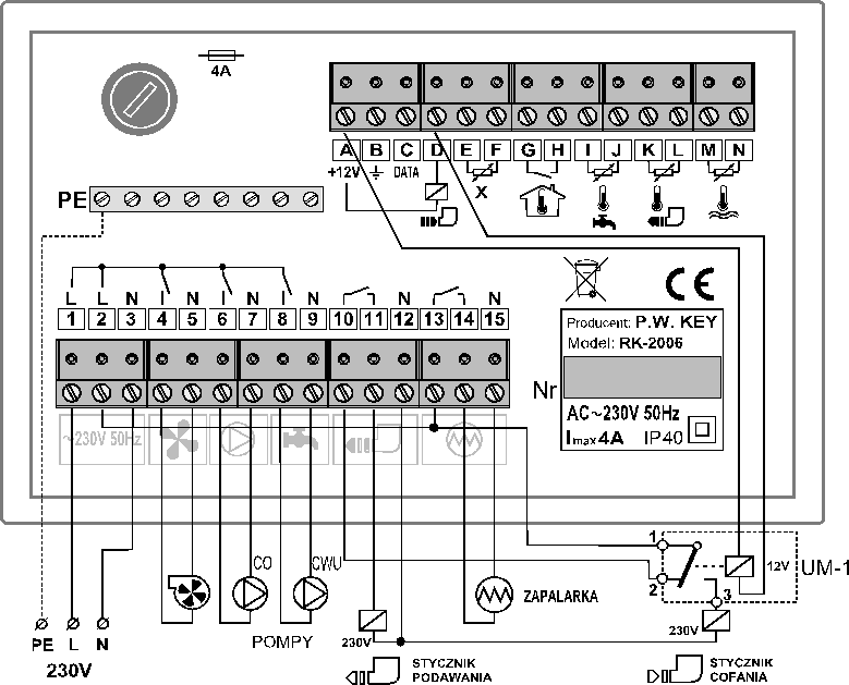 Rysunek 3. Schemat podłączenia regulatora RK 2006 Rysunek 4.