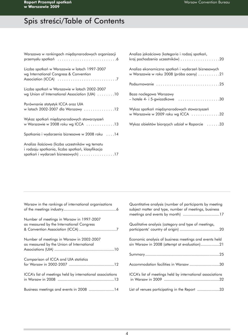 ..........................7 Liczba spotkaƒ w Warszawie w latach 2002-2007 wg Union of International Association (UIA)........10 Porównanie statystyk ICCA oraz UIA w latach 2002-2007 dla Warszawy.