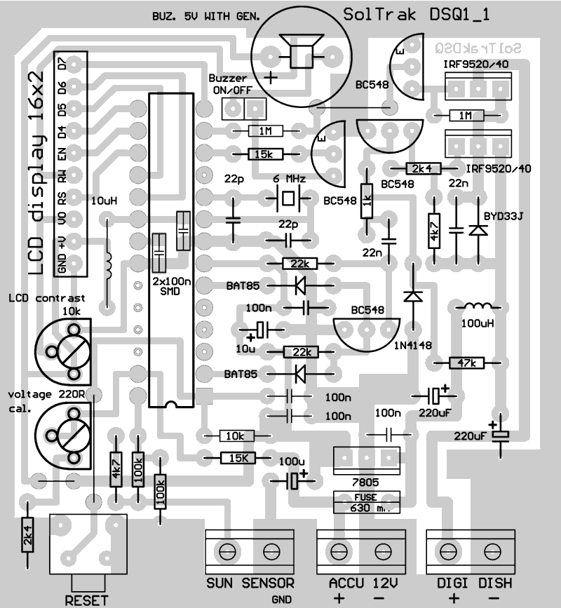 Schemat montażowy płytki sterownika Poniżej przedstawiono schemat montażowy