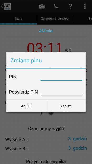 UWAGA!!! W aplikacji AST mobile każdy parametr wyświetlany w kolorze niebieskim podlega edycji. Jeżeli chcemy edytować wybrany parametr należy go nacisnąć.