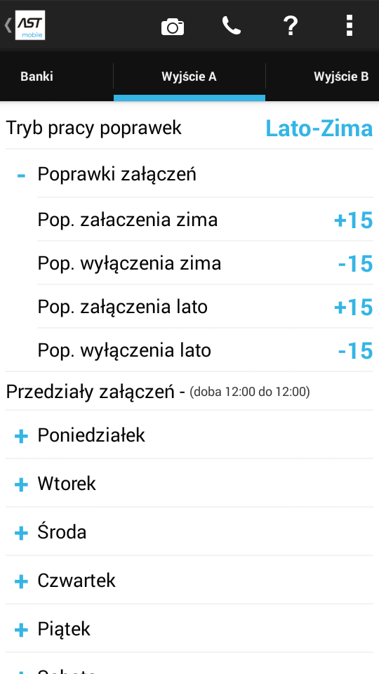 Po wybraniu określonej wartości należy nacisnąć przycisk Ustaw w celu zatwierdzenia zmiany. Dla ustawień fabrycznych sterownik pracuje według trybu Lato zima.