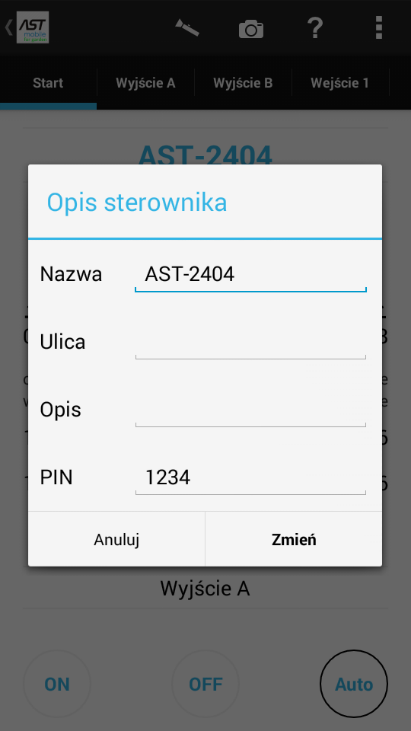 W pola PIN oraz Potwierdź PIN należy wprowadzić takie same czterocyfrowe wartości, a następnie nacisnąć przycisk Zapisz. Od tego momentu sterownik będzie zabezpieczony wprowadzonym kodem PIN.