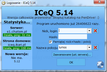Krok 5: pobierz program! Aby wejśc na czat potrzebujesz do tego komunikatora czatowego IceQ lub NPCC. Program dostępny jest na stronie ChatŚM w zakładce pobieralnia u góry strony. Wybierz IceQ 5.