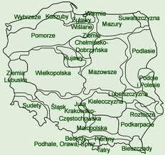 7 największych regionów turystycznych w Polsce, odpowiadających głównym typom