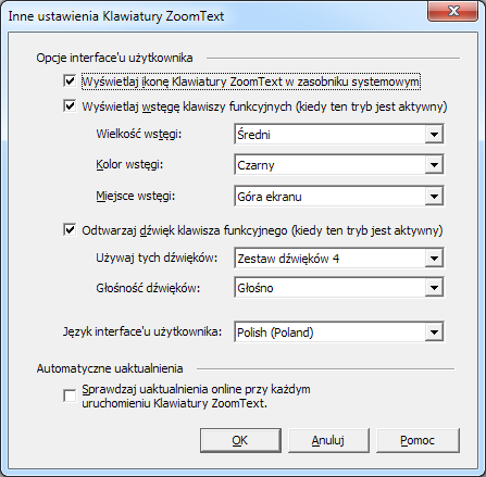 Instrukcja obsługi Klawiatury ZoomText v4.