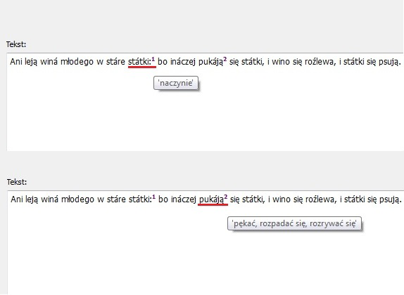 #NARZĘDZIA Rys. 3. Przypisy semantyczne w programie Ewangelie.