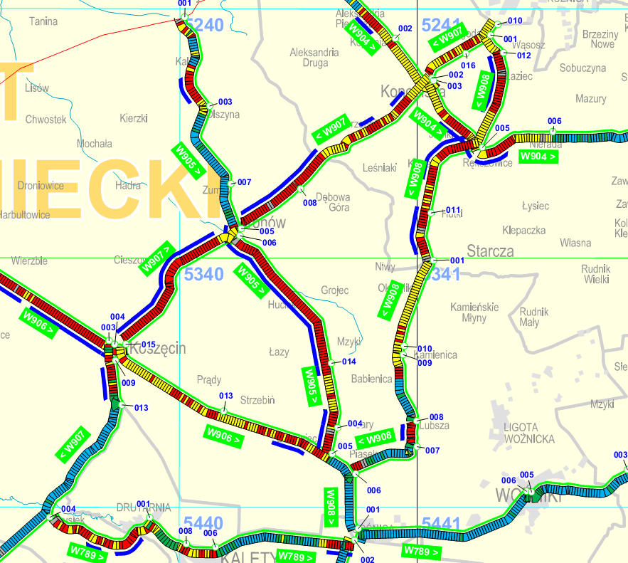 mapa odcinków