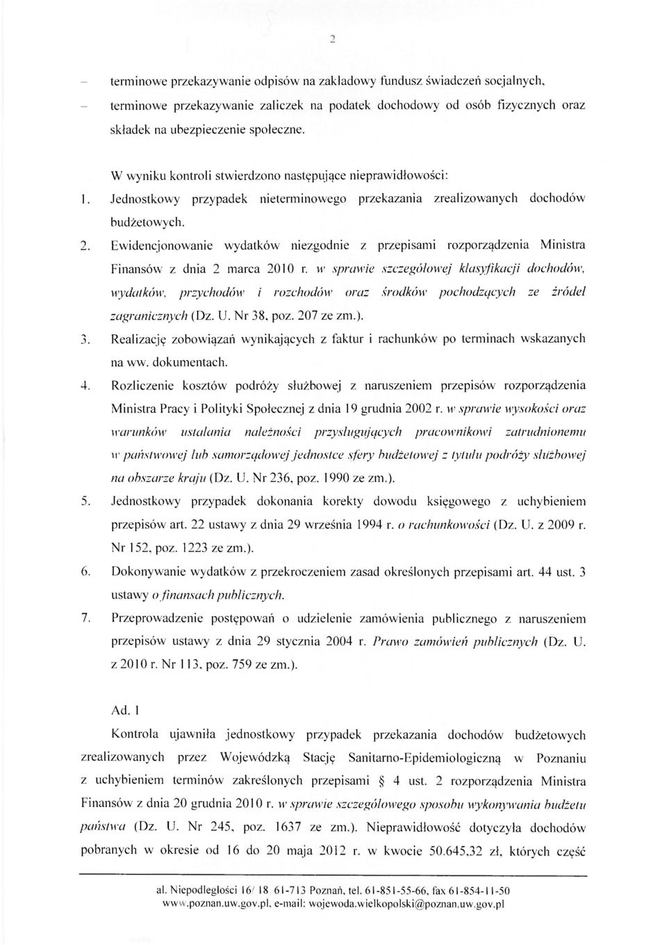 Ewidencjonowanie wydatków niezgodnie z przepisami rozporządzenia Ministra Finansów z dnia 2 marca 2010 r.