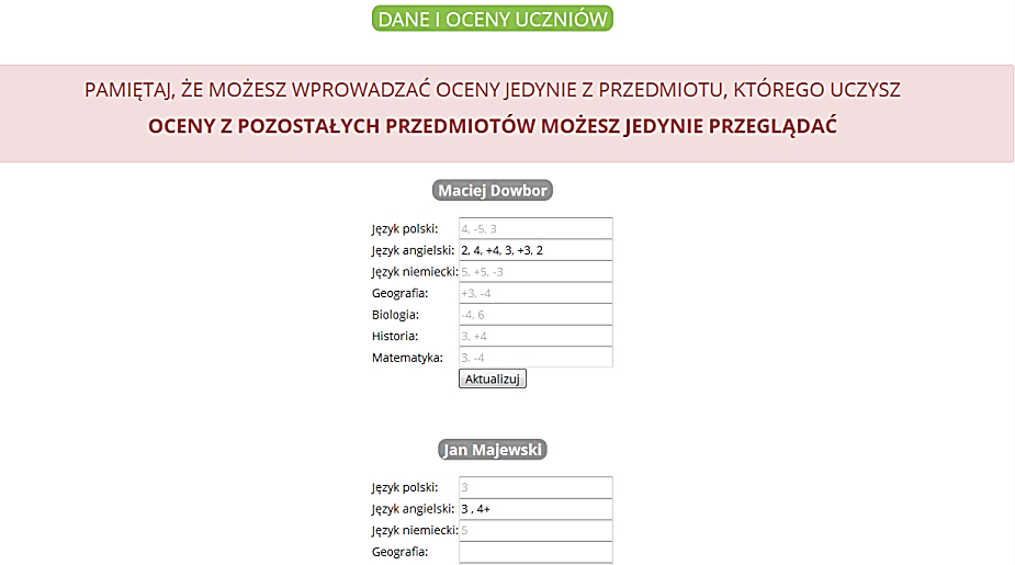 nauczyciel z powodzeniem może skontaktować się zarówno z uczniem jak i jego rodzicem.