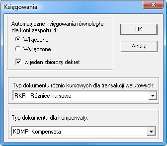 wyższym rysunku, zaznaczyć przycisk Sprawdzaj saldo pierwszego raportu kasowego z Bilansem Otwarcia (Obrotami Rozpoczęcia) patrz Ewidencja danych, Pierwszy Raport Kasowy w danym roku). Rys.