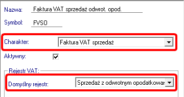 Rys. 274 Szablon dokumentu faktury VAT sprzedaży z odwrotnym opodatkowaniem.