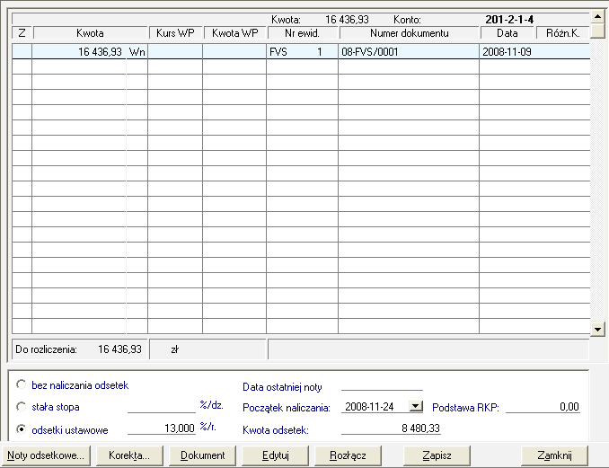 7.9.11 Noty odsetkowe Noty odsetkowe można wystawiać tylko do przeterminowanych należności i dla dokumentu, do którego ma być dokonana zapłata.