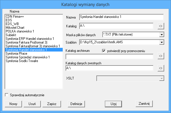 ży temu polecenie Import specjalny - Profile nadawców importu z menu zakładkowego Dokumenty lub menu Firma.