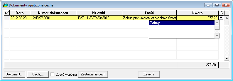 kręgiem kosztów. Zestawienie dokumentów zawierających takie zapisy będzie dostępne po wybraniu w raportach zakładki Dokumenty, a następnie pozycji Dokumenty poza kręgiem kosztów.