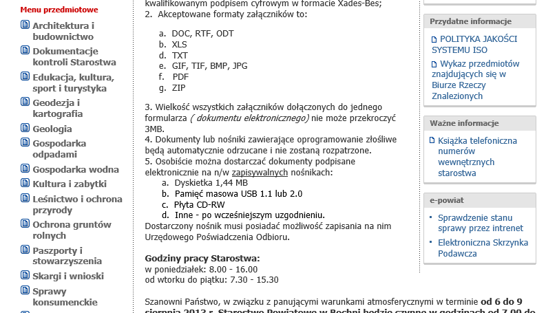 S T R. 10 Fragment strony podmiotowej Starostwa Powiatowego w Bochni (http://www.wrotamalopolski.