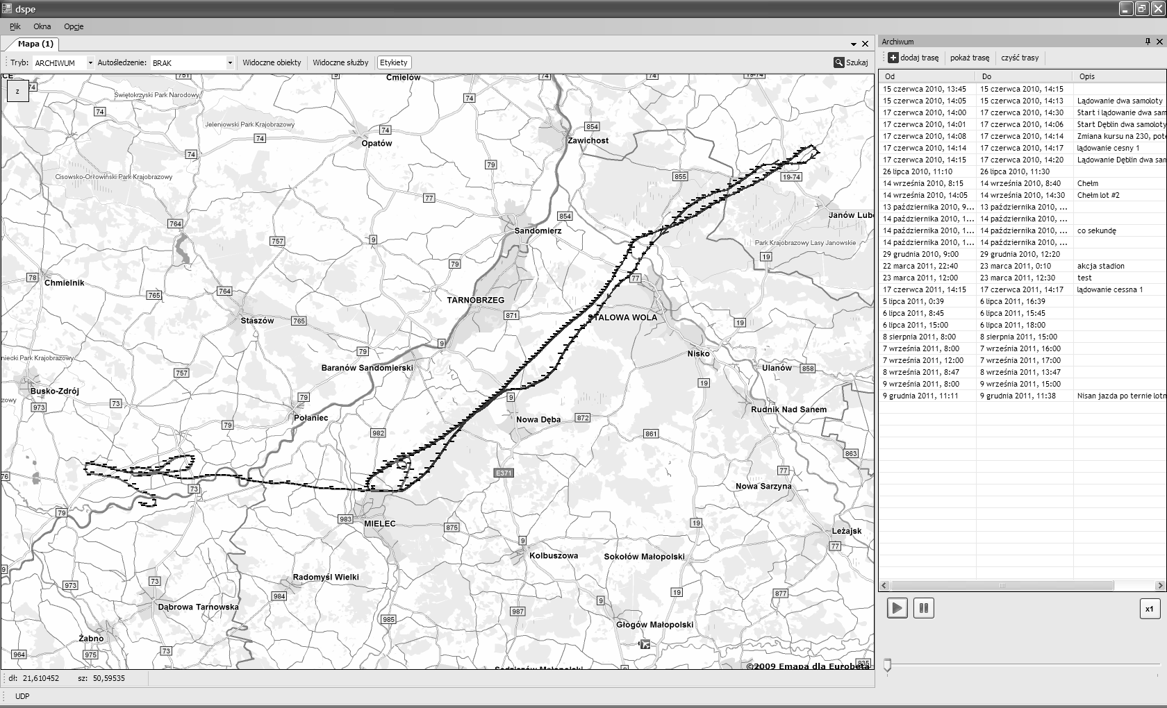 The test programme concerning aircraft positioning and traffic monitoring - part I 97. Rys. 5.