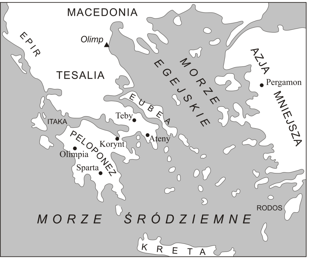 Mapa do zadania 1. Starożytna Grecja Opracowanie własne Tekst do zadania 1. Jednostka od urodzenia podporządkowana była nieubłaganym prawom państwowym.