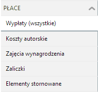 Płace Naturalnym miejscem realizacji wypłat dla pracowników i zleceniobiorców jest opcja menu głównego: Płace.