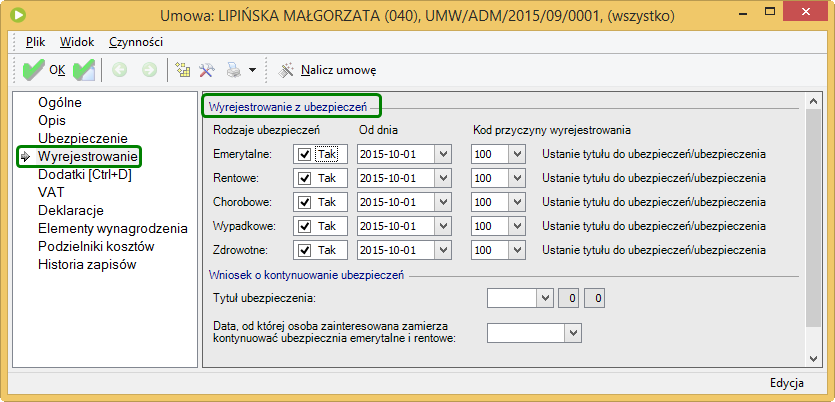 Wydruk umowy Generowanie deklaracji ZUA,ZZA, ZWUA do programu płatnik z umów cywilnoprawnych Poniżej opis generowania deklaracji zgłoszeniowych (ZUA, ZZA), wyrejestrowujących (ZWUA) do programu