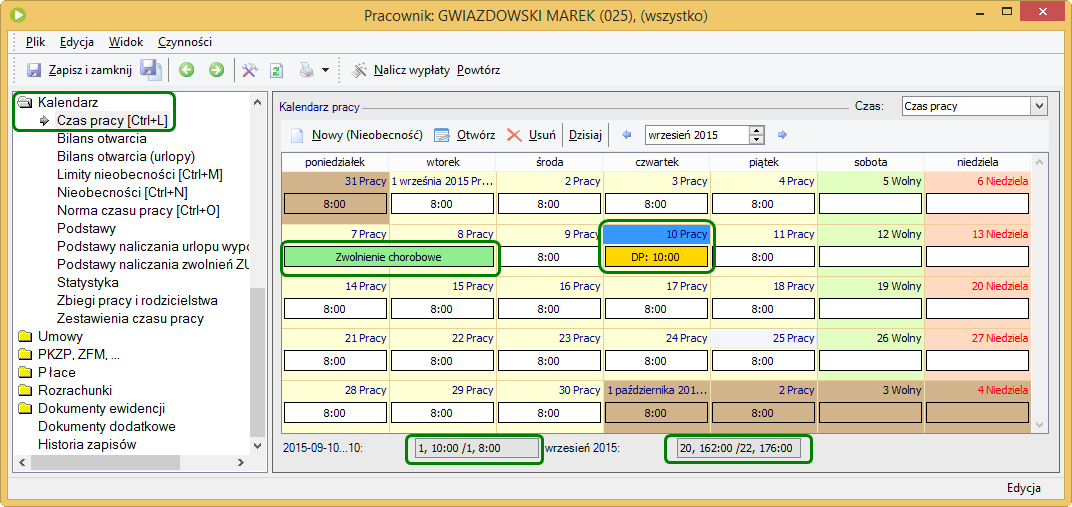 Oddawanie dni wolnych za nadgodziny W programie standardowo zdefiniowany jest jeden kalendarz, w którym jest przyjęty jednomiesięczny okres rozliczeniowy.