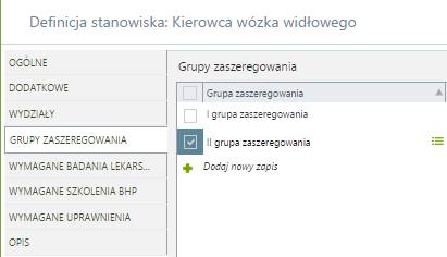 Kalendarz - propozycja przypisania danego stanowiska do wybranego kalendarza. Kalendarze można definiować w Narzędzia Opcje Kadry i płace Kalendarze.