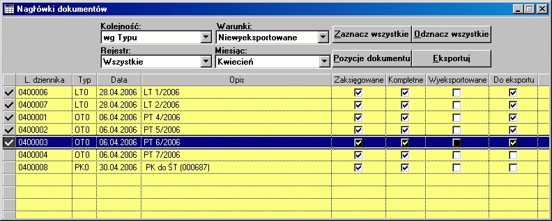 Do ustalenia zawartości tabeli służą pola: Wyszukiwanie umożliwia wyszukanie dokumentów wg kolejności ustawionej w polu Kolejność Kolejność pozwala ustalić, według jakiej kolejności będą wyświetlane