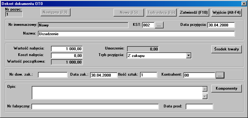 PK3 Dokument PK3 - Protokół różnic inwentarzowych 98 Dla niektórych typów dokumentów użytkownik ma możliwość dodawania oraz edycji danych związanych ze źródłami finansowania.