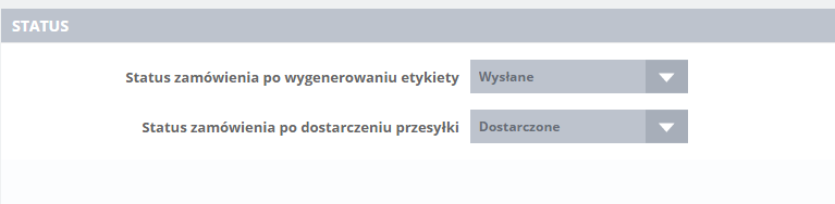 5 3.4 Statusy W tej sekcji definiujemy jaki status ma uzyskać zamówienie klienta w systemie PrestaShop, w dwóch określonych przypadkach: Status zamówienia po wygenerowaniu etykiety - status