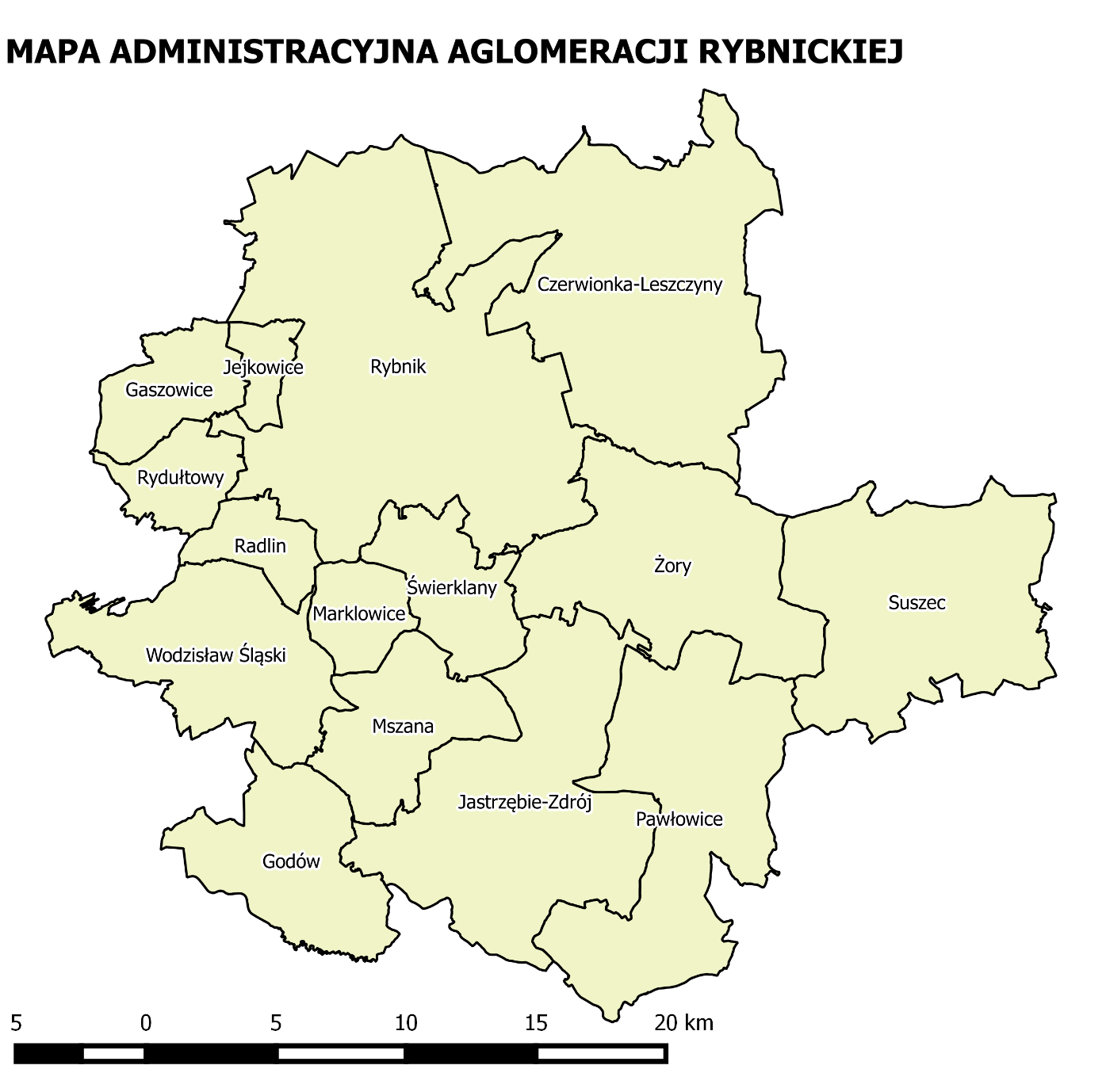 1.2. Obszar opracowania Obszar objęty opracowaniem to Aglomeracja Rybnicka, która obejmuje swoim zasięgiem miasta i gminy: Rybnik, Jastrzębie Zdrój, Wodzisław Śląski, Żory, Rydułtowy, Radlin.