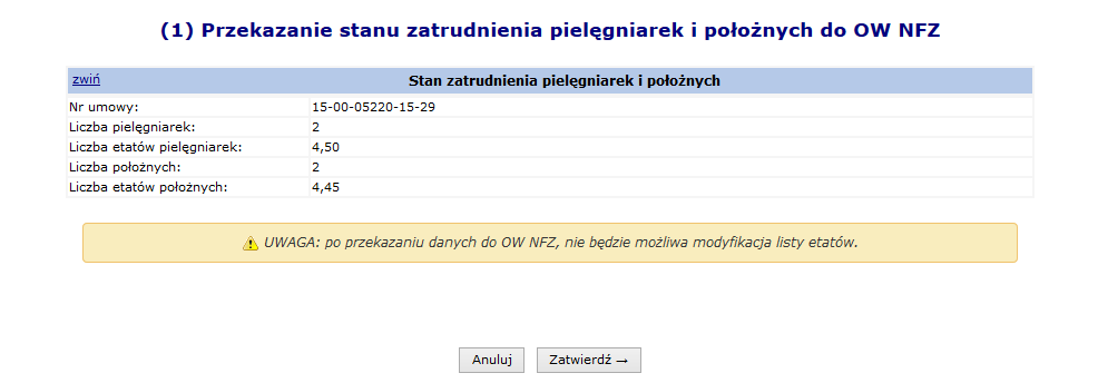 5. Po uzupełnieniu wszystkich pozycji należy przekazać listę do OW NFZ przy pomocy opcji Przekaż.