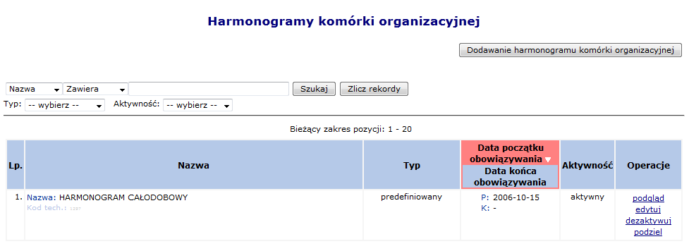 Rys. 5.16 Dodawanie wniosku o zmianę specjalności komórki organizacyjnej 4. Wybrać opcję, a następnie zatwierdzić podsumowanie. 5. Dla nowo powstałego wniosku z kolumny Operacje wybrać opcję Przekaż oraz potwierdzić przekazanie wniosku do OW NFZ przy pomocy opcji.