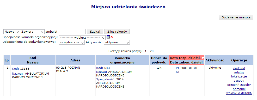 Aby dokonać administracyjnej modyfikacji adresu lokalizacji należy: 1. Wybrać opcję Zgłoś zmiany 2. Wybrać opcję 3.