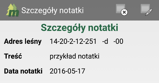 Poniżej znajduje się przykład, jak może wyglądać raport z listy notatek. Po wykonaniu filtrowania tylko notatki widoczne na ekranie zostaną zapisane do pliku.