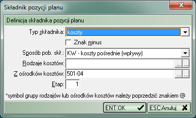 ) Rys. 16. Widoczność pozycji dla wybranych jednostek planistycznych Pole Kolumna agregująca na Rys. 14 pozwala zdefiniować sposób wyliczania wartości dla kolumny Cały plan wybranej pozycji.