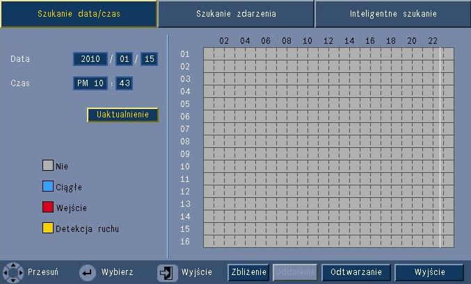 Rejestrator wizyjny serii 630/650 Instrukcja obsługi pl 47 5.7.1 Wyszukiwanie według daty / godziny Wybierz datę początkową.