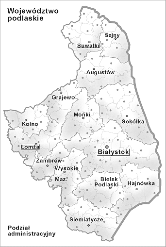 Rysunek 1. Położenie i kształt miasta Siemiatycze.