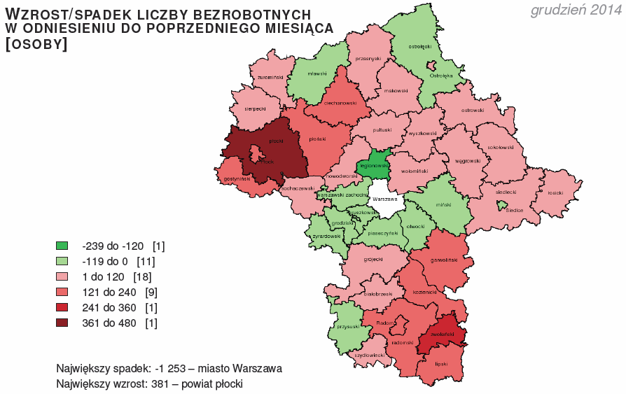 Źródło: Biuro Geodety Województwa Mazowieckiego na podstawie sprawozdania MPiPS-01 Tabela 2 Liczba i stopa bezrobocia Liczba Miesiąc/rok Wzrost/spadek Ogółem w odniesieniu do Stopa bezrobocia